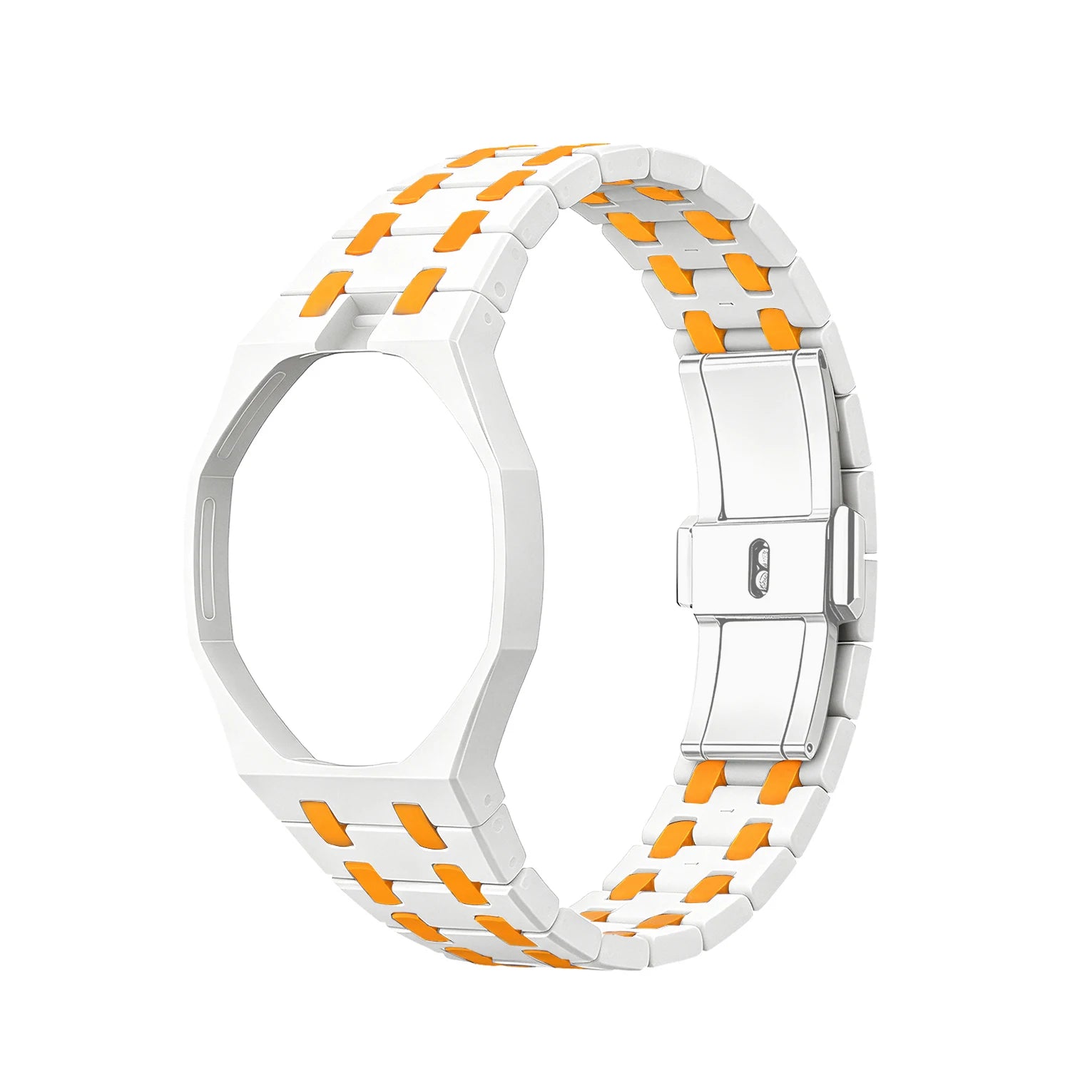 Royal Pop White and Orange Ceramic Strap